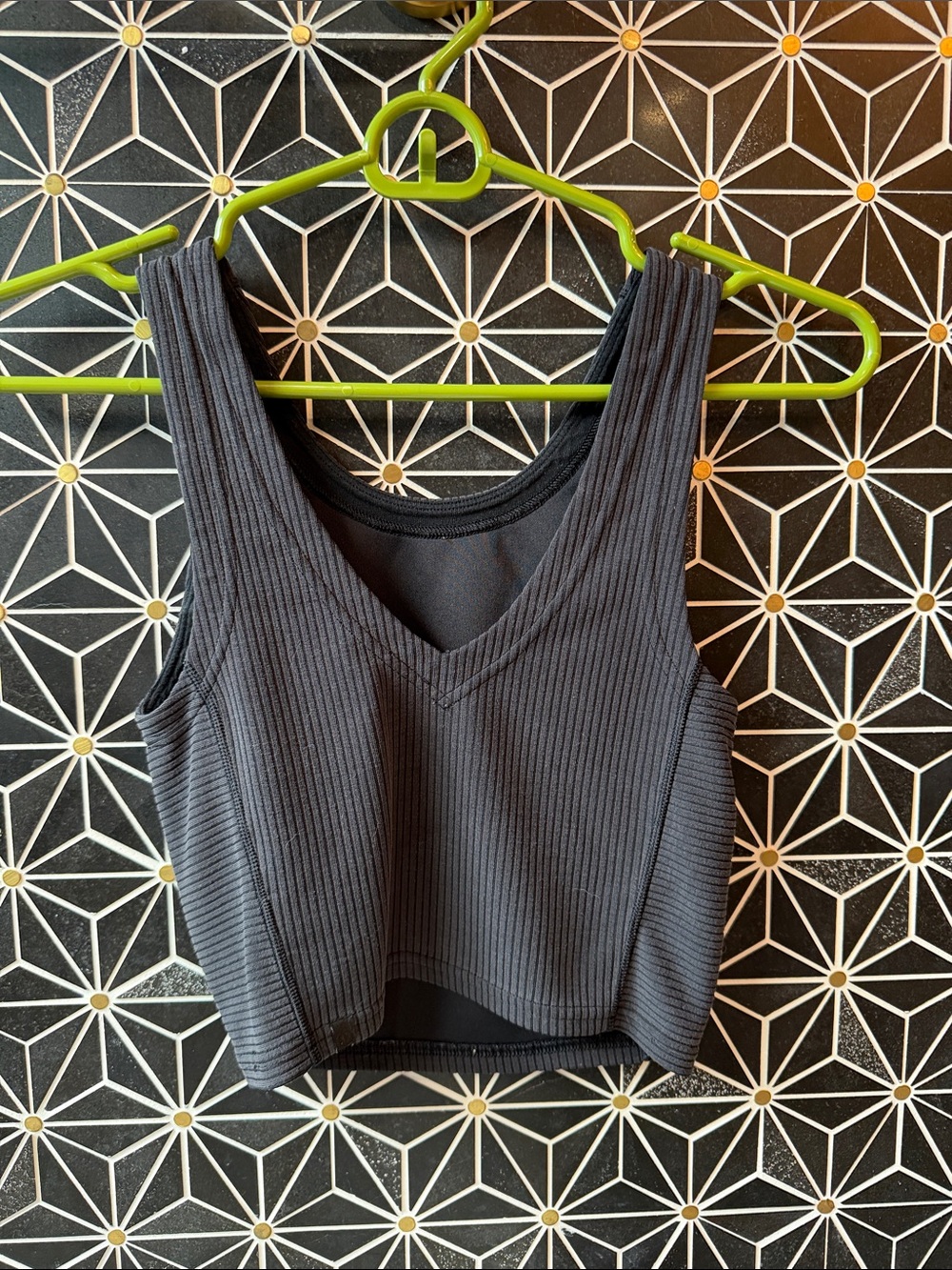 lululemon athletica Black Ribbed V-Neck Cropped Tank